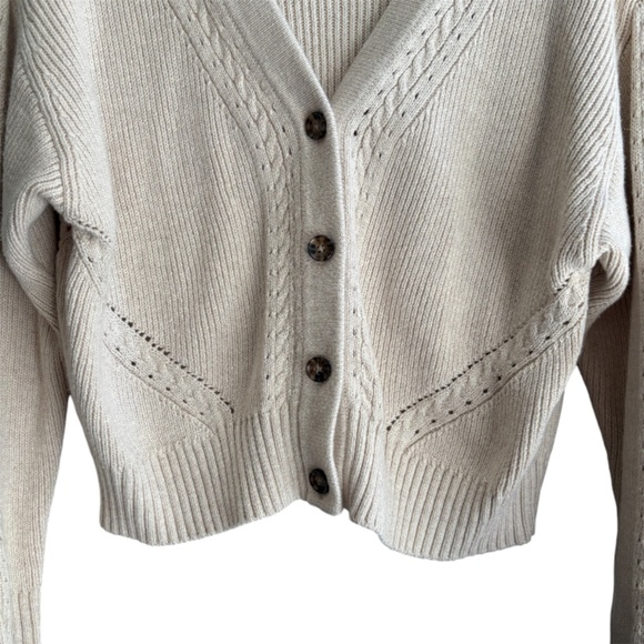 Marine Layer Robin Crop Cardigan in Oatmeal Sz S Cozy Basics Classic Fall Winter - Picture 7 of 9